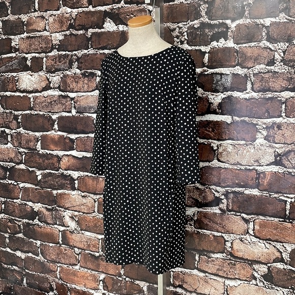 Lands' End Dress Polka Dot Black White Knee Length Size 10 - Picture 6 of 10